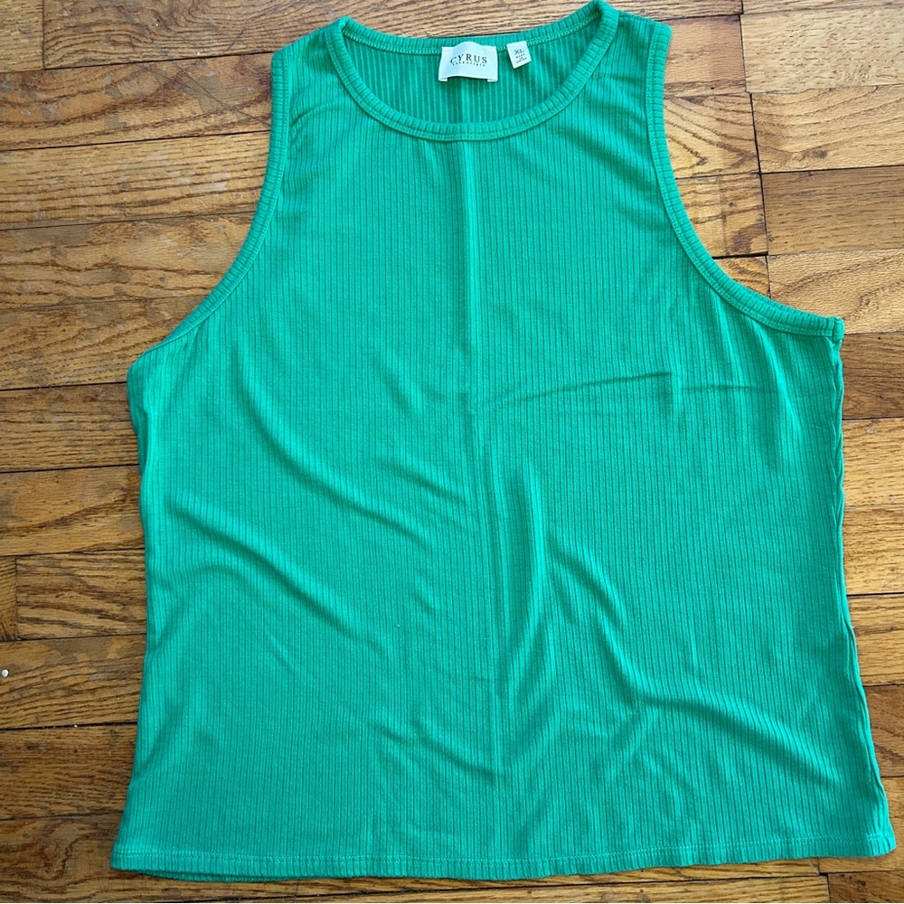 Cyrus Vibrant Green Ribbed Tank Top Size XL